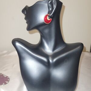 Elegant Red Crescent Earrings
